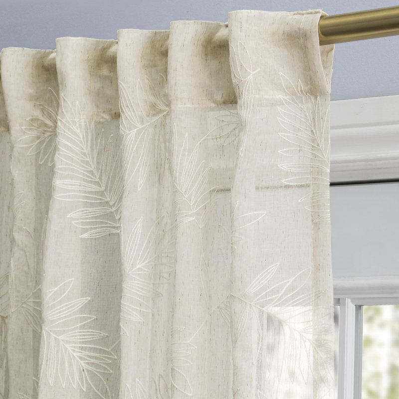 Oatmeal Sheer Pleated Polyester Rod Pocket Window Panel
