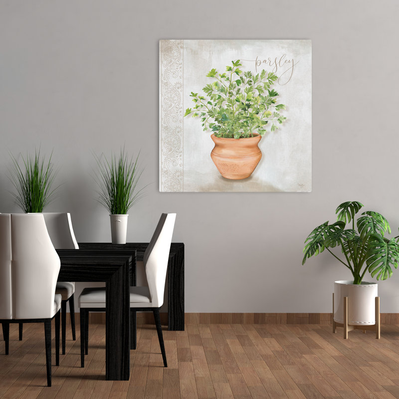 Art contemporain floral persil, H 36 po x l 36 po