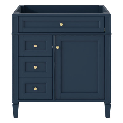 Meuble-lavabo de salle de bain de 30 po sans lavabo supérieur, armoire de rangement moderne avec 2 tiroirs et un tiroir rabattable (BASSIN INCLUS)