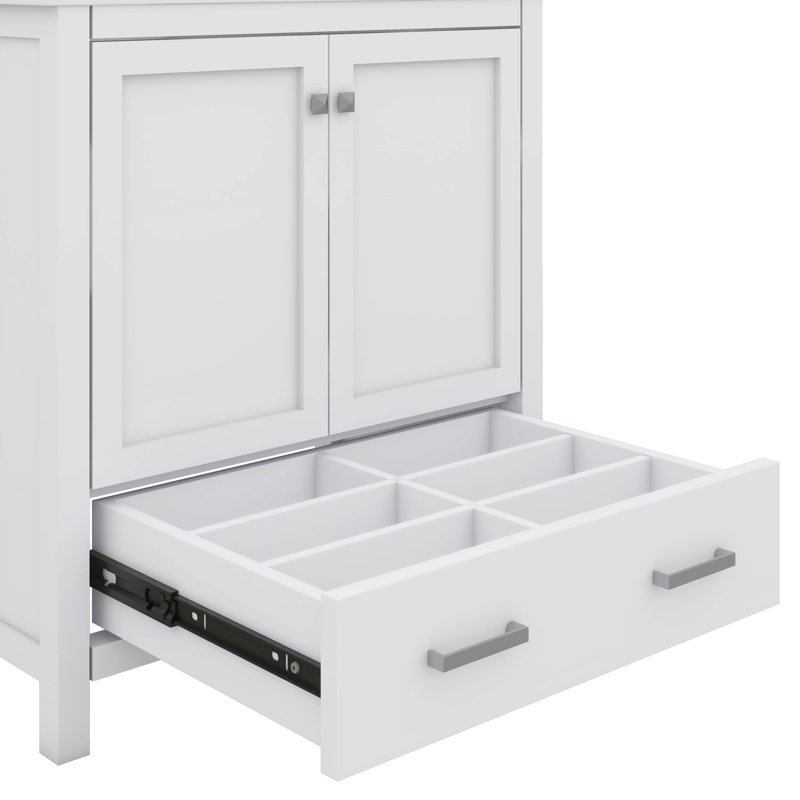 Meuble-lavabo moderne simple 30 po avec lavabo et tiroir, Blanc