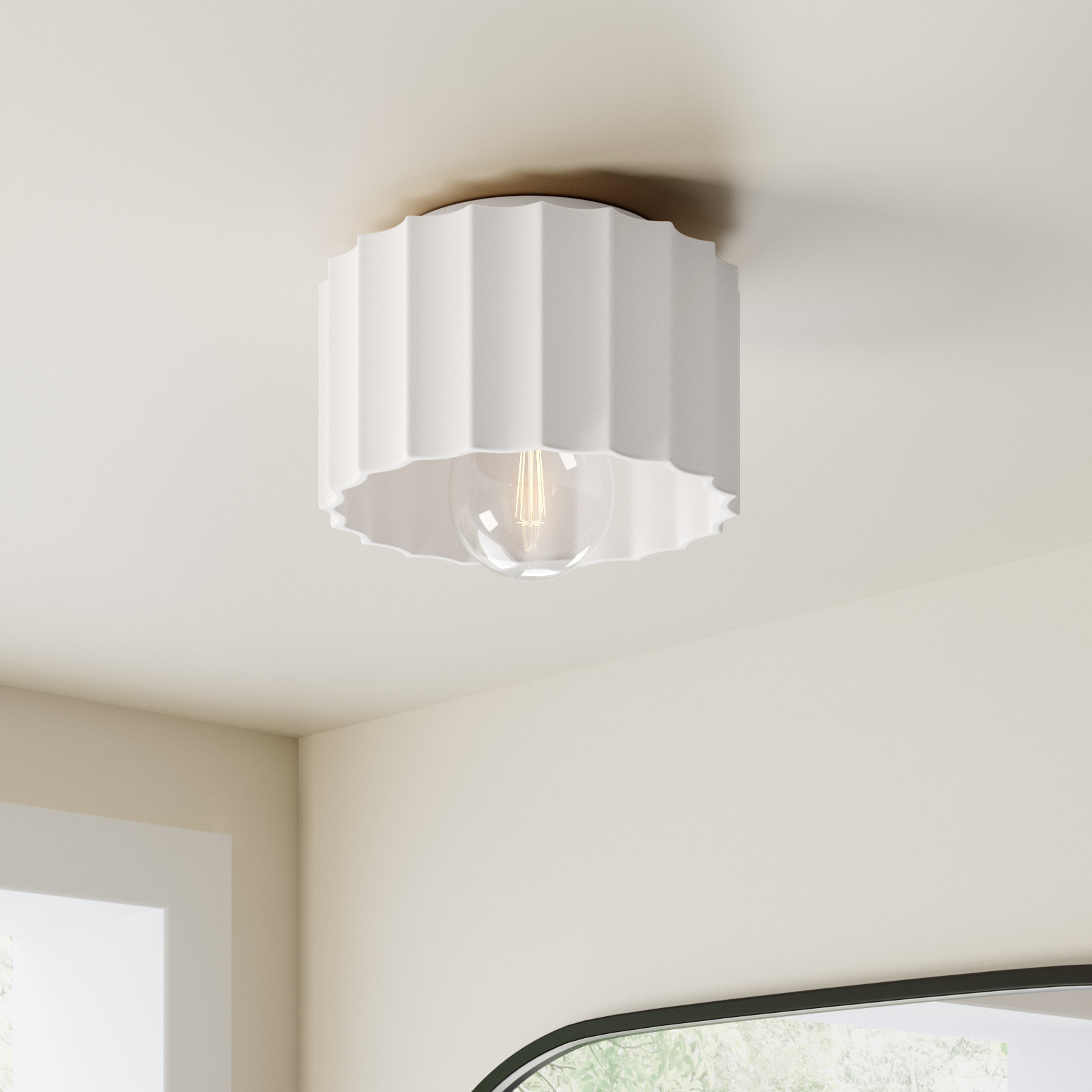 Colgate Single Light Flush Mount, Bisque, 5" H x 8" W x 8" D