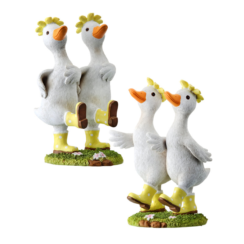Ensemble de 4 figurines canards en résine