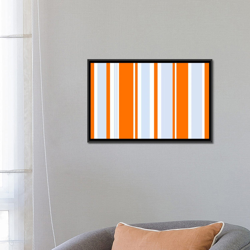 Falsterbo " Striped Grand Prix Baby ", 18" H x 26" W x 1.5" D, Black Framed Canvas, No Mat