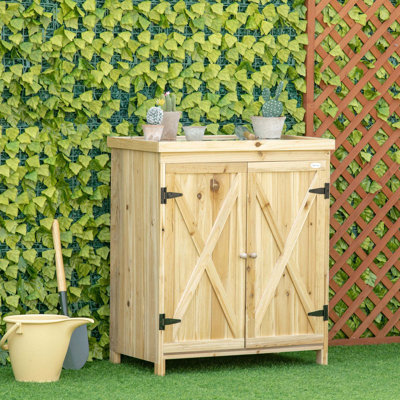 Tool Shed,Outdoor Storage Cabinet,With Galvanized Top And Two Shelves For Yard Tools Or Pool Accessories