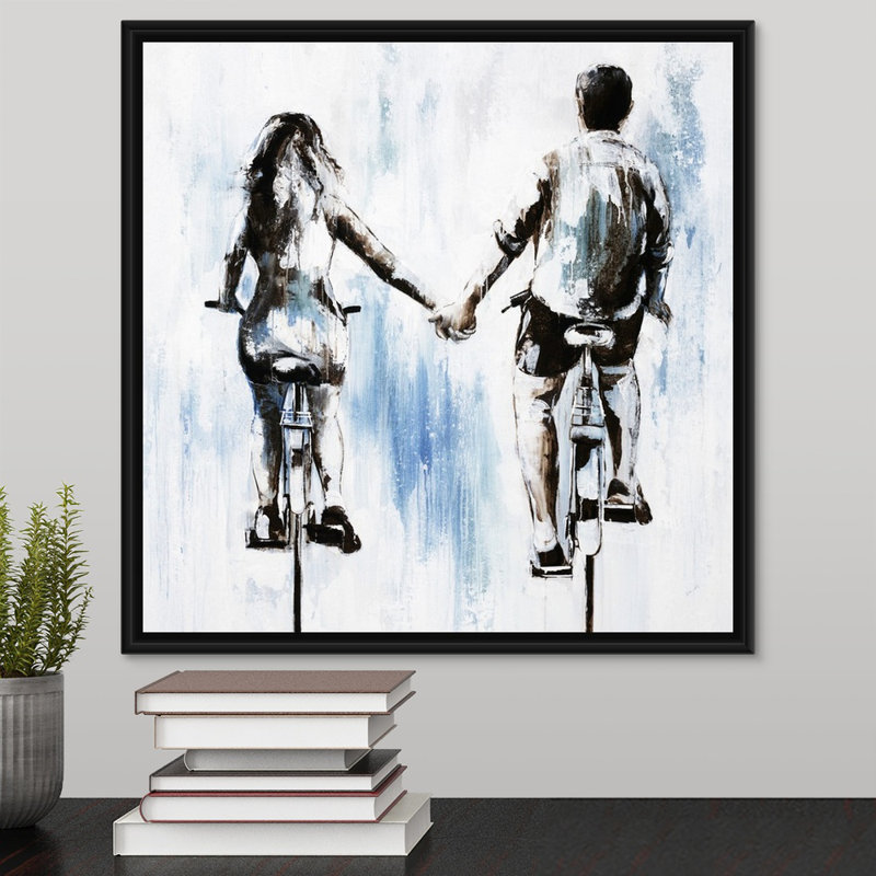 « se déporter sur », peinture sur toile, H 17,7 po x l 17,7 po x p 1,75 po, Cadre flottant noir