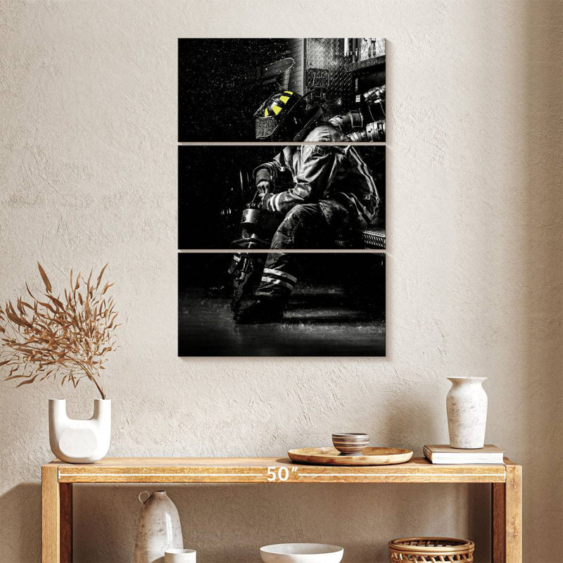 Alcaraz Fireman In The Rain, 38" H x 24" W