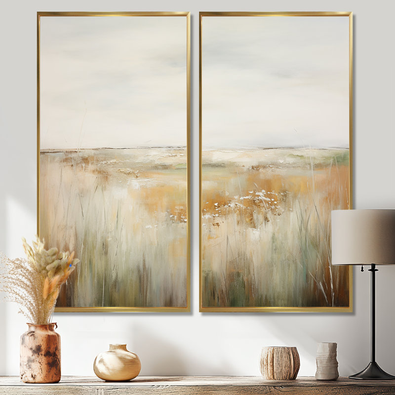 Art mural sur toile Meadow Grasslands, 32" H x 32" W, Framed Print without Mat, Gold