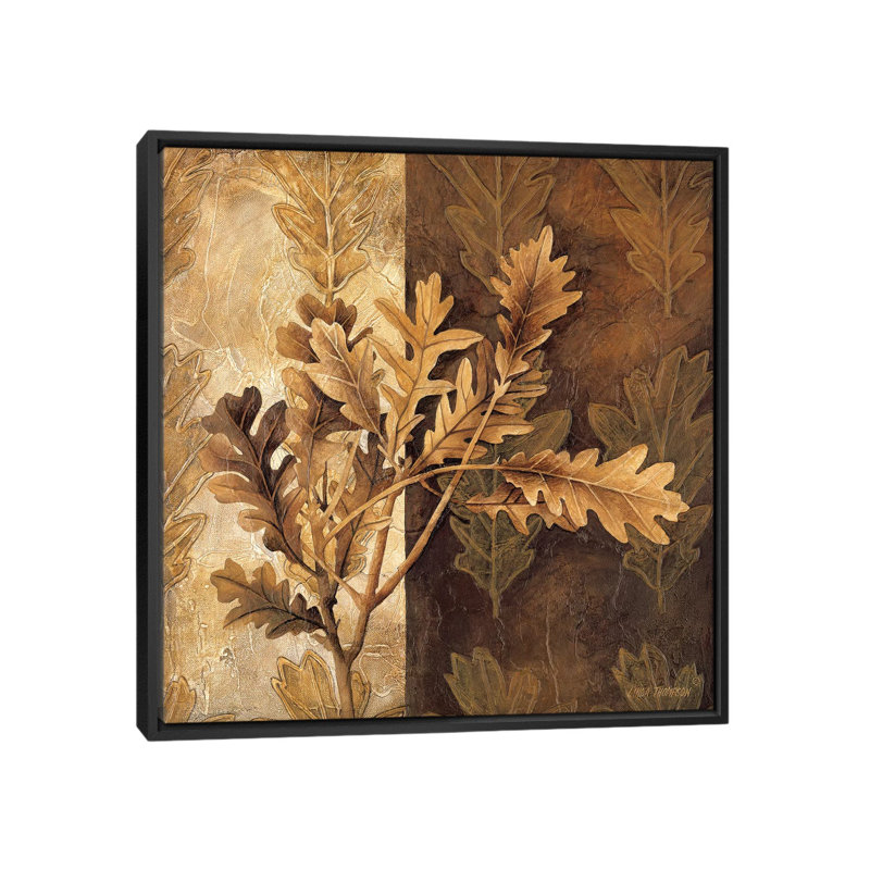 « leaf patterns i », impression sur toile, H 18 po x l 18 po x P 1,5 po, Toile avec cadre noir, Pas de tapis