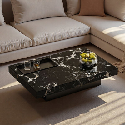 Luxury-lite rectangular marble coffee table