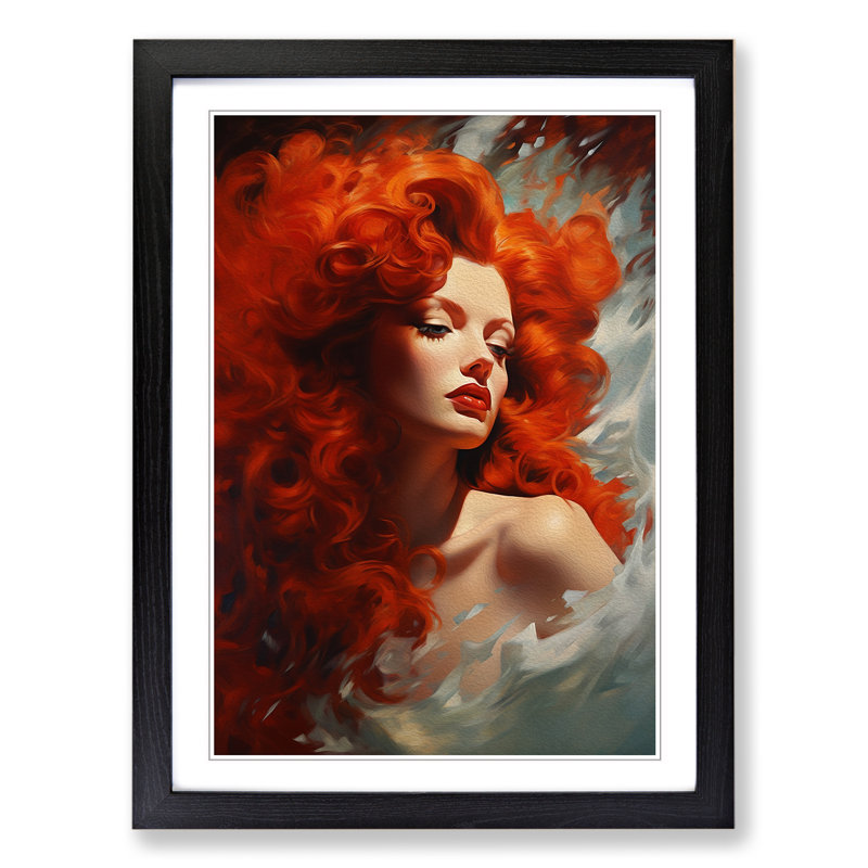 Red Headed Woman Classicism No.2 - Framed Print, 46cm H x 34cm W x 2cm D, Black Framed