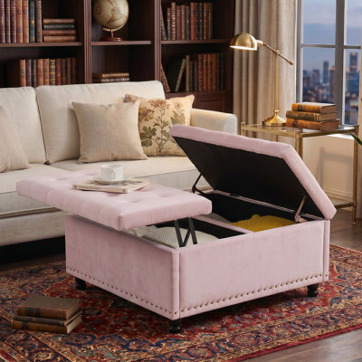 Delmontez 35.5'' Upholstered Storage Square Ottoman