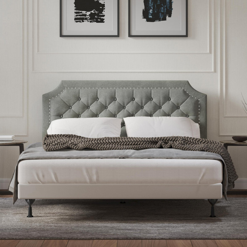 Asenet Upholstered Panel Headboard, Full/Queen, Gray