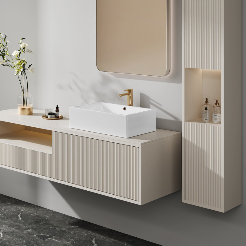 Lavabo de salle de bain vasque rectangulaire en porcelaine vitreuse blanche avec trop-plein 20 po x 15 po Dublin