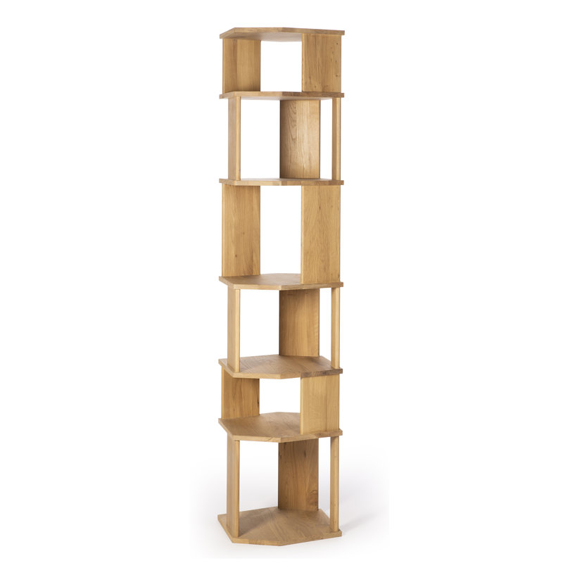 Stairs Solid Wood Geometric Bookcase, Oak