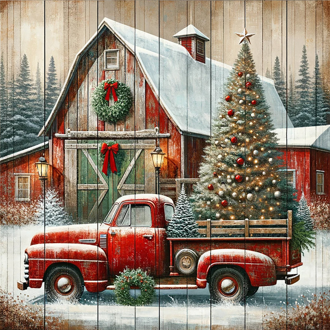 " Country Christmas Charm With Vintage Red Truck " The Holiday Aisle® 