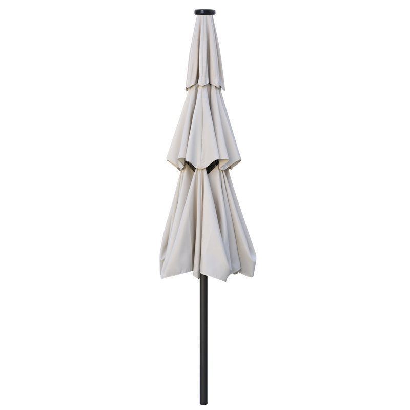Parasol de marché éclairé Caerphilly, Beige clair, 106.3" W x  106.3" D