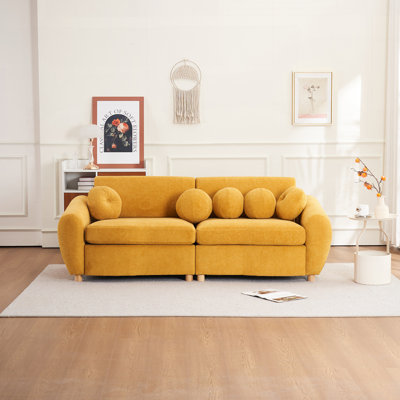 Modern Sofa for Living Room, 84" Green Chenille Sofa Couch, Sectional Love Seat Couch, Upholstered Sofa for Apatment Bedroom Home Office