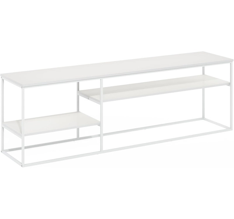 Meuble télé EmporiumModern Lifestyle en blanc uni pour téléviseur de 78 pouces Home Imports, H 21,9 po x L 70 po x l 16 po