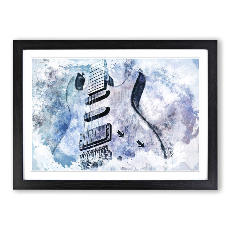 Electric Guitar in Abstract - Picture Frame Painting Print, Black Framed, 62cm H x 87cm W x 2cm D