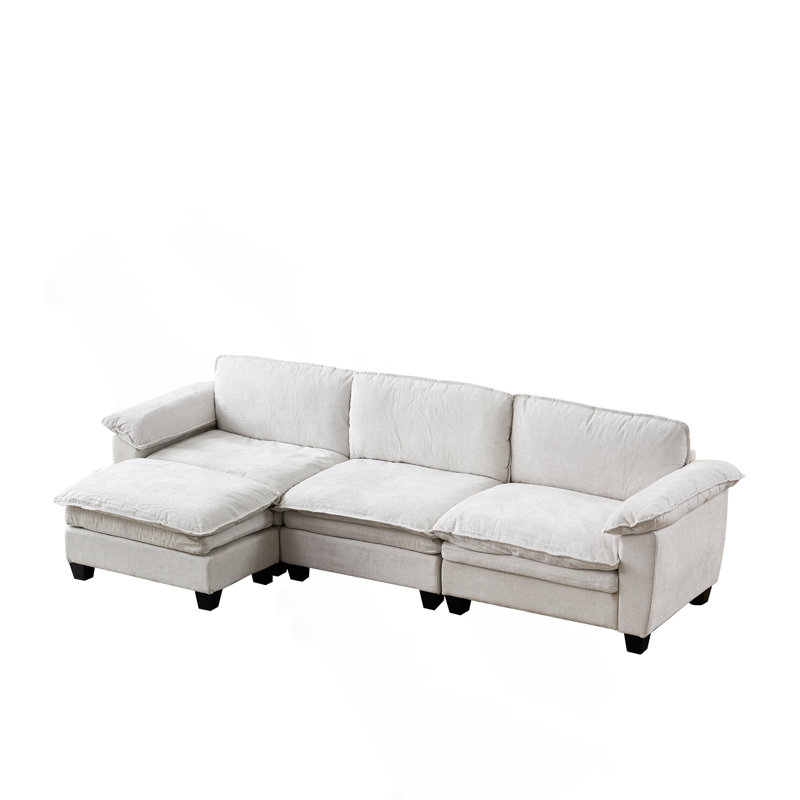 Canapé de luxe avec repose-pieds rembourré en chenille souple Living Furniture