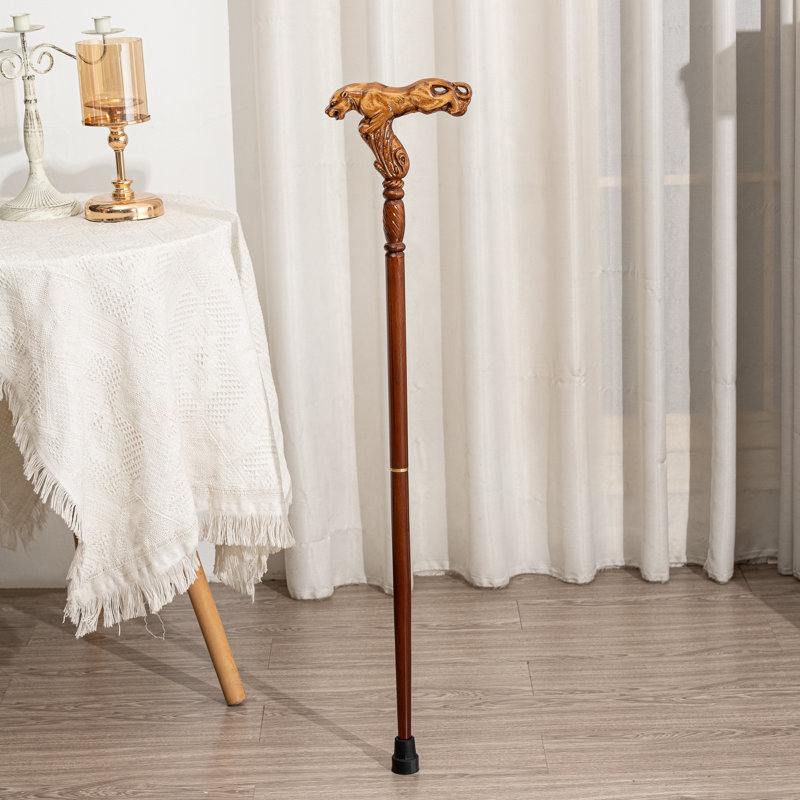 Hand Carved Wooden Walking Cane With Ergonomic Handle And Rubber Tip For Men And Women - Fashionable Unique Walking Stick For Seniors - 37 Inch (Leopard)