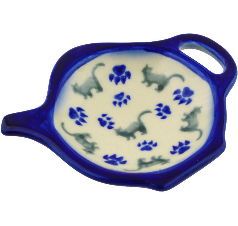 Polmedia Boo Boo Kitty Paws Stoneware Tea Bag Plate