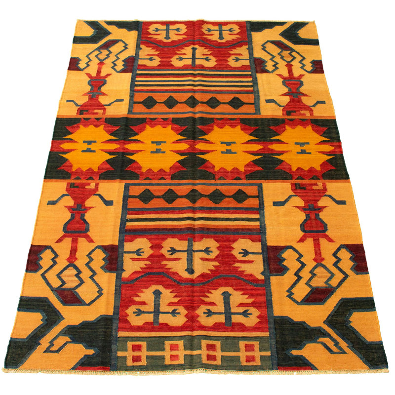 One-of-a-Kind Rectangle 6' X 9'2" New Age Wool Area Rug in Red