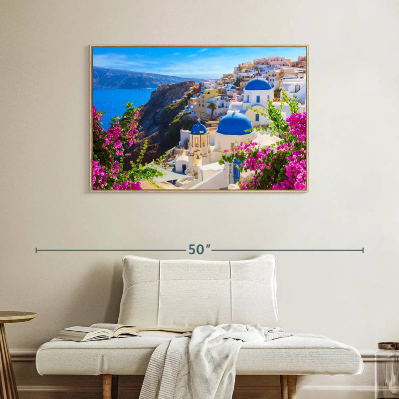 Perspectives d'Oia, Cadre flottant en bois naturel, 40 po x 27 po