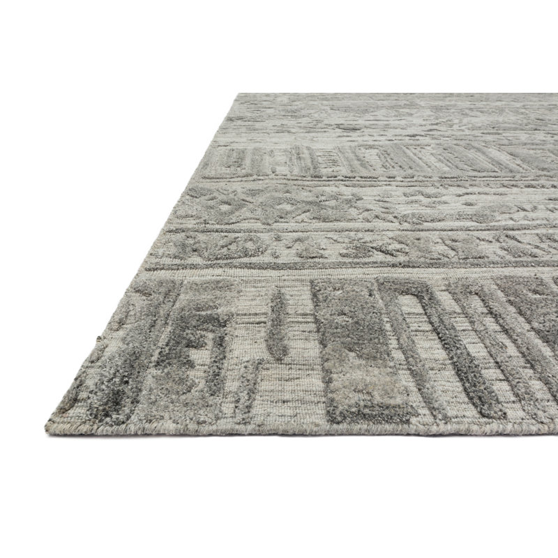 Tapis gris noué à la main Sojurn, Rectangle 66 po x 102 po