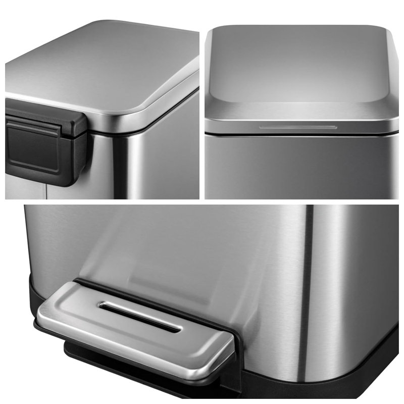 50 Liter Silver Stainless Steel Rectangular Step Trash Can