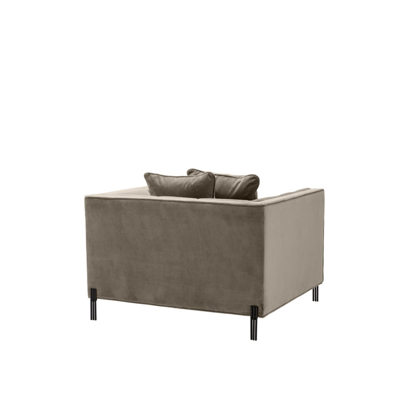 Sienna Armchair, Savona Greige Velvet Polyester, Black
