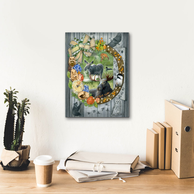 Toile épique Graffiti «Moose and Friends» par Art and a Little Magic, 20 po x 24 po, H 16 po x l 12 po x P 0,75 po