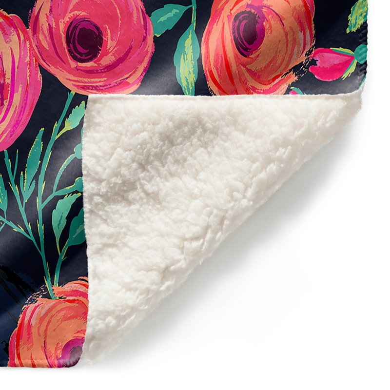 Couverture sherpa doux jardin rose, l 68 po x L 80 po