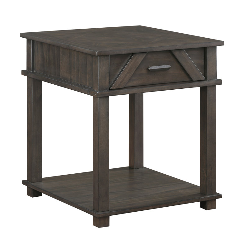 Traditional Rustic End Table With Storage Brown Finish Durable Wood Living Room Furniture 1Pc Side Table (Only Including Table)