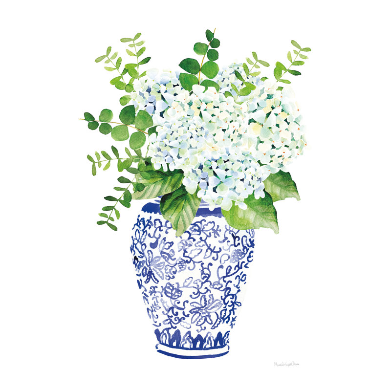 Chinoiserie Hydrangea I by Mercedes Lopez Charro - Wrapped Canvas Painting, 122cm H x 81cm W
