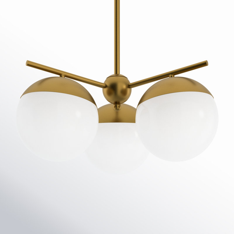Yearby 3-Light Chandelier, Laiton, Blanc givré