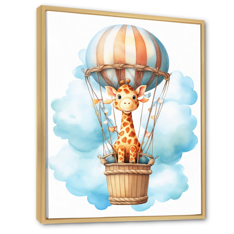 «Nursery Adorable Giraffe IV», reproduction sur toile, H 20 po x l 12 po x P 1 po, Cadre naturel flottant