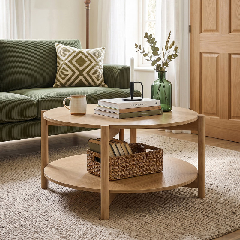 Table basse avec rangement Calarco, Plateau brun / base brune