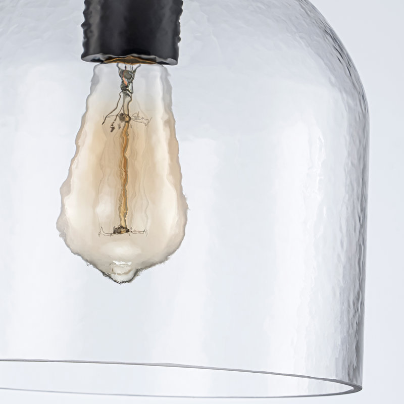 Luminaire suspendu en verre martelé 1 lumière Lightrix, Noir mat