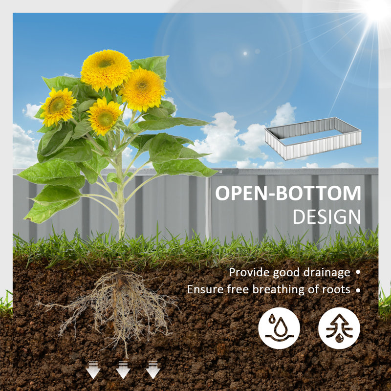 White Galvanized Steel Raised Garden Bed Kit for Vegetables