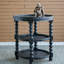 Table d'appoint ronde à trois niveaux avec tablette en rotin D23,5 x 25 po, noir-257415904