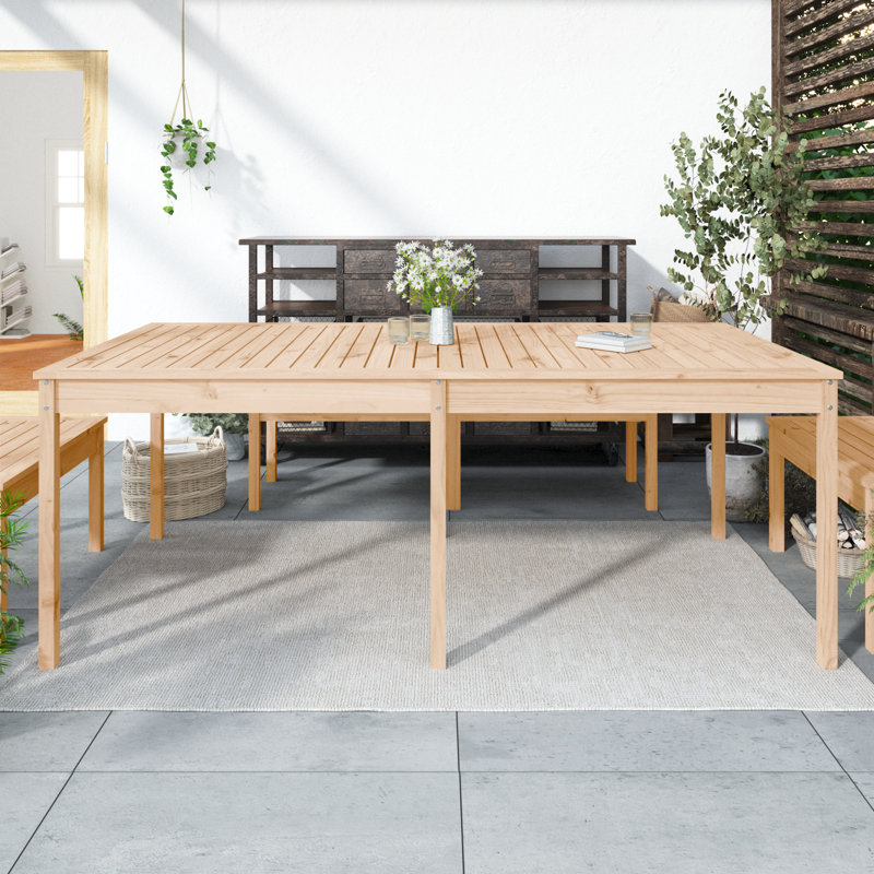 Josephville Rectangular Pine Outdoor Dining Table , cm W cm D, 29.92" H x 39.37" W x 80.12" D, Natural