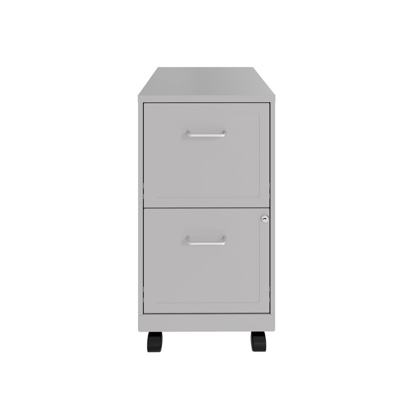 Adelmo 14.5'' Wide 2 -Drawer Mobile Steel File Cabinet, Silver