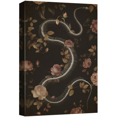 Moody Gothic " Moody Floral Snake Skeleton Gothic Moody Dark Illustrations Modern Art Work Decor "