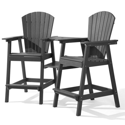 HDPE Tall Adirondack Chair Set with Removable Double Trays (Set of 2)