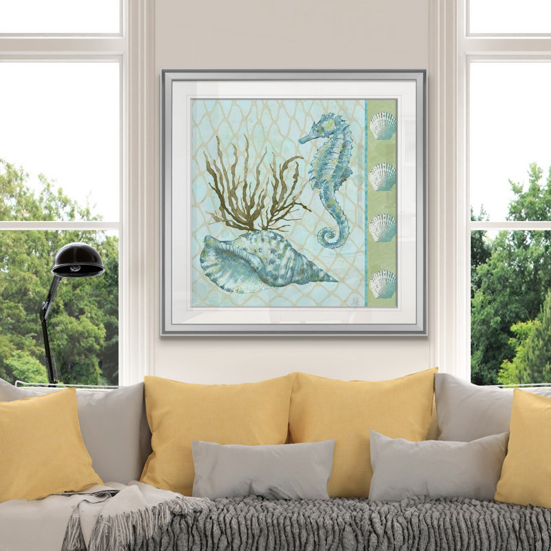 " Under Sea I ", 28" H x 28" W x 1.5" D, Silver Framed