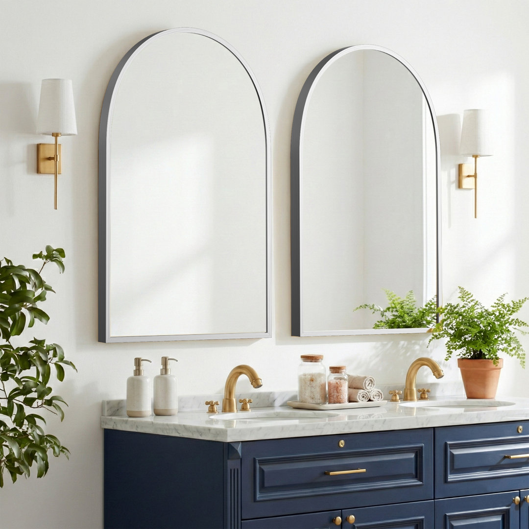 Vercher Metal Arched Bathroom/Vanity Mirrors (Set of 2) Mercury Row® 