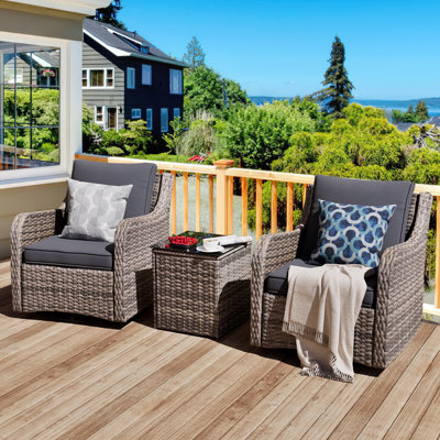 Ensemble de mobilier d'extérieur 3 pièces, gris