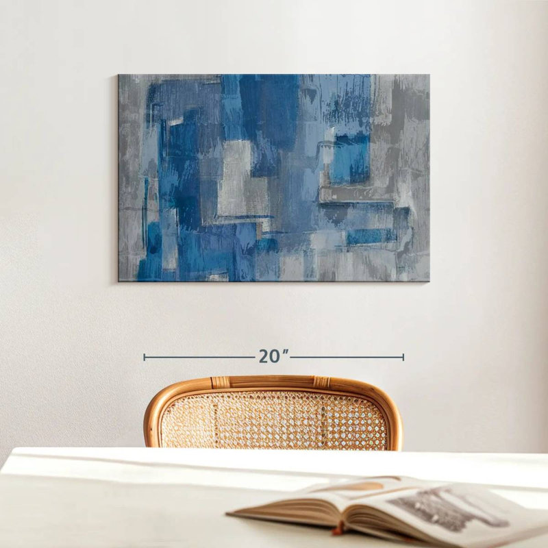Gray And Blue Layers On Canvas Print, 16" H x 24" W x 1.25" D