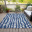 Tapis bleu marine en polyester tissé à la machine Lamanna-95452635